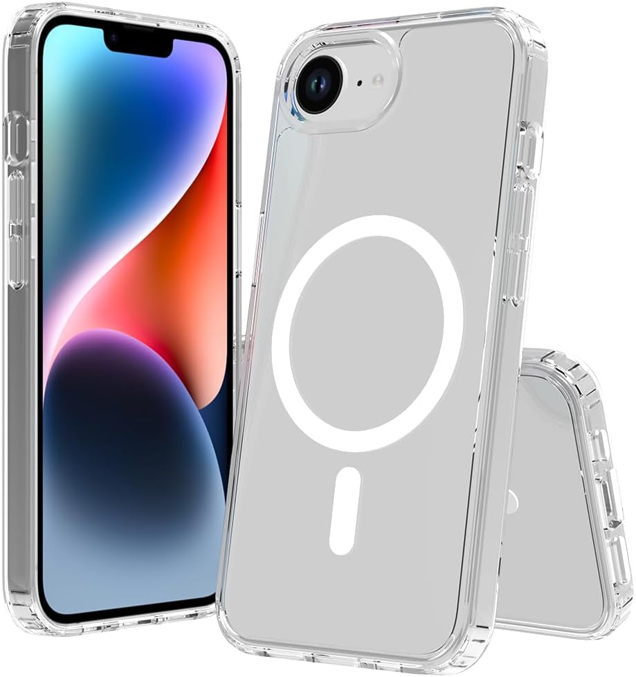 2025 New Magnetic for Iphone 16E Case,Compatible with Magsafe,Military Grade Drop Tested, Shockproof Matte Translucent Hard Back Slim Protective Case.Black Magnetic Circle.