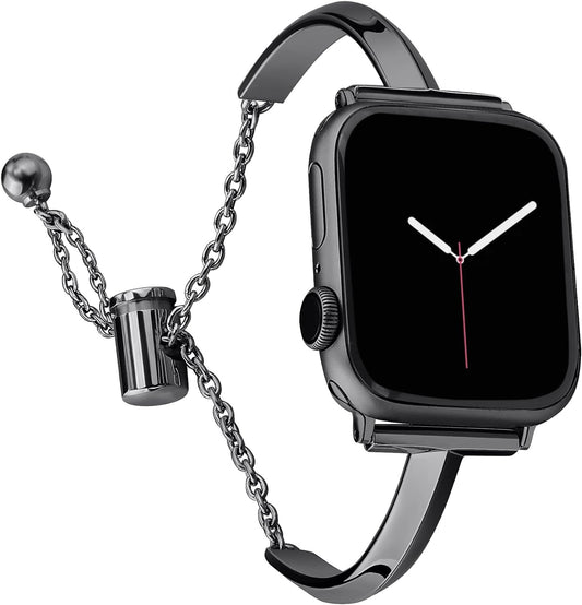 Stainless Steel Band Compatible with Apple Watch Band 38Mm 40Mm 41Mm 42Mm 44Mm 45Mm Iwatch SE Series 9 8 7 6 5 4 3 2 1, Slim Versatile Bangle Bracelet for Women