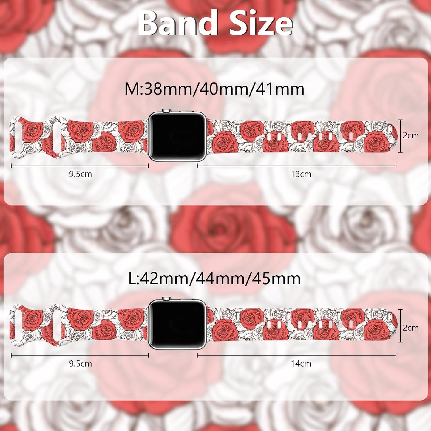 Floral Silicone Band Compatible with Apple Watch Bands for Women, 38Mm 40Mm 41Mm 42Mm 44Mm 45Mm 49Mm, for Iwatch Band Series 9 SE Ultra 8 7 6 5 4 3 2 1