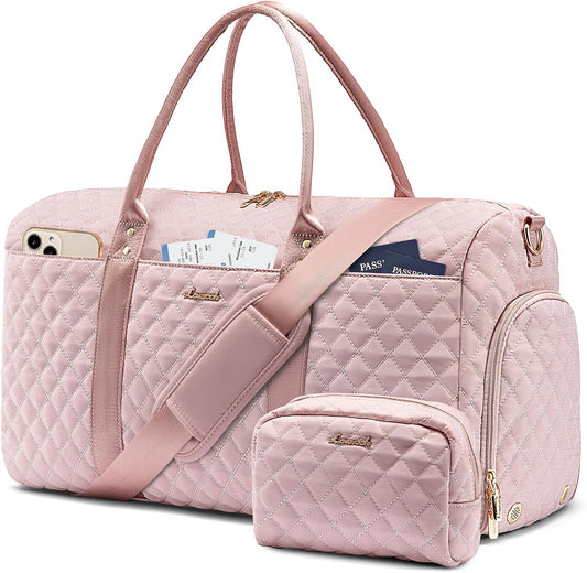 Travel Duffle Bag,Carry on Overnight Bag with Shoe Compartment,Weekender Bags for Women with Toiletry Bag,Gym Duffel Bag with Wet Pocket,Hospital Bags for Labor and Delivery