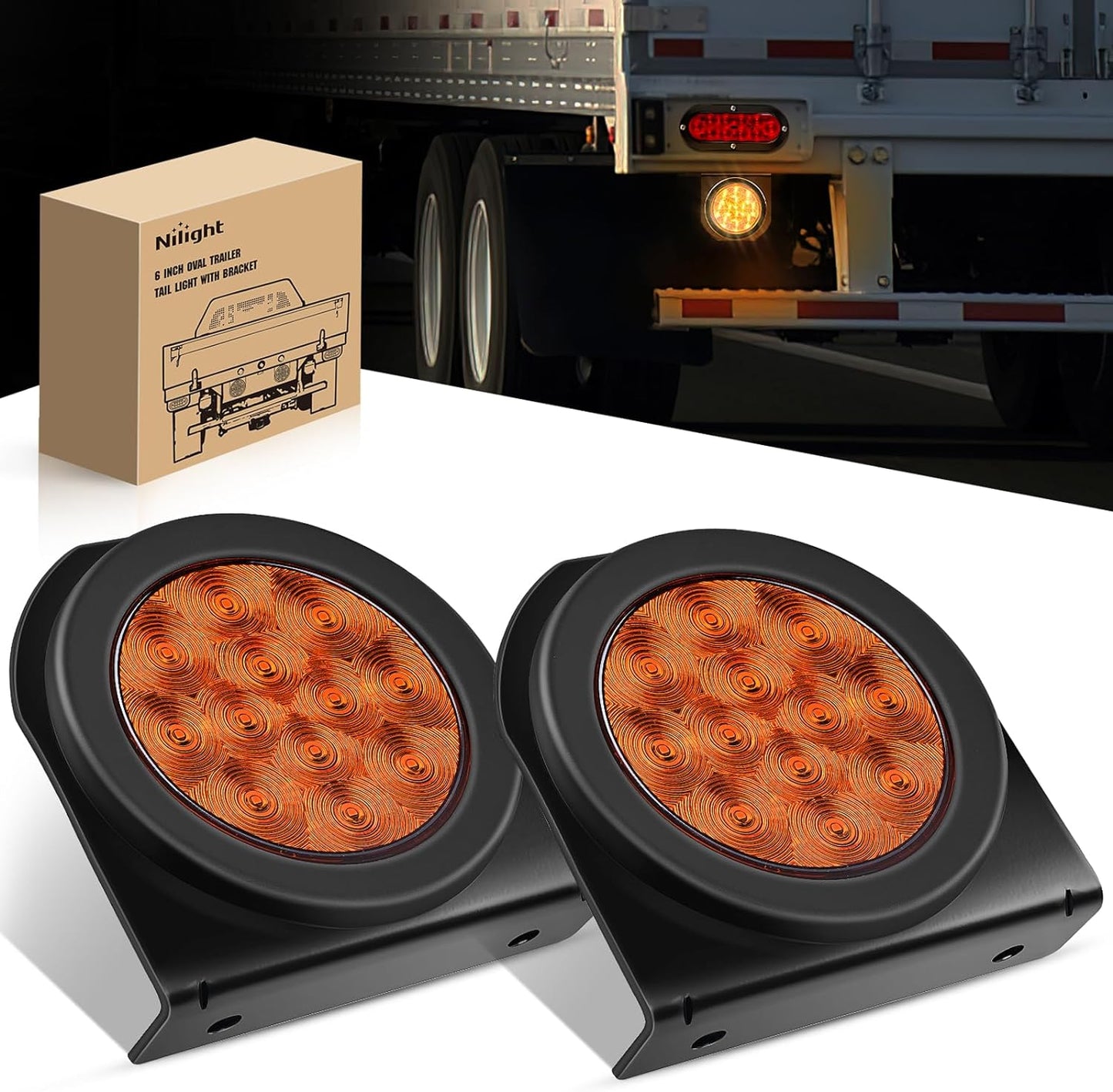 - TL-18 2PCS 4" round Red LED Trailer Tail Lights W/Surface Mount Grommet Plugs IP67 Stop Brake Turn Tail Lights for Truck Trailer RV Jeep