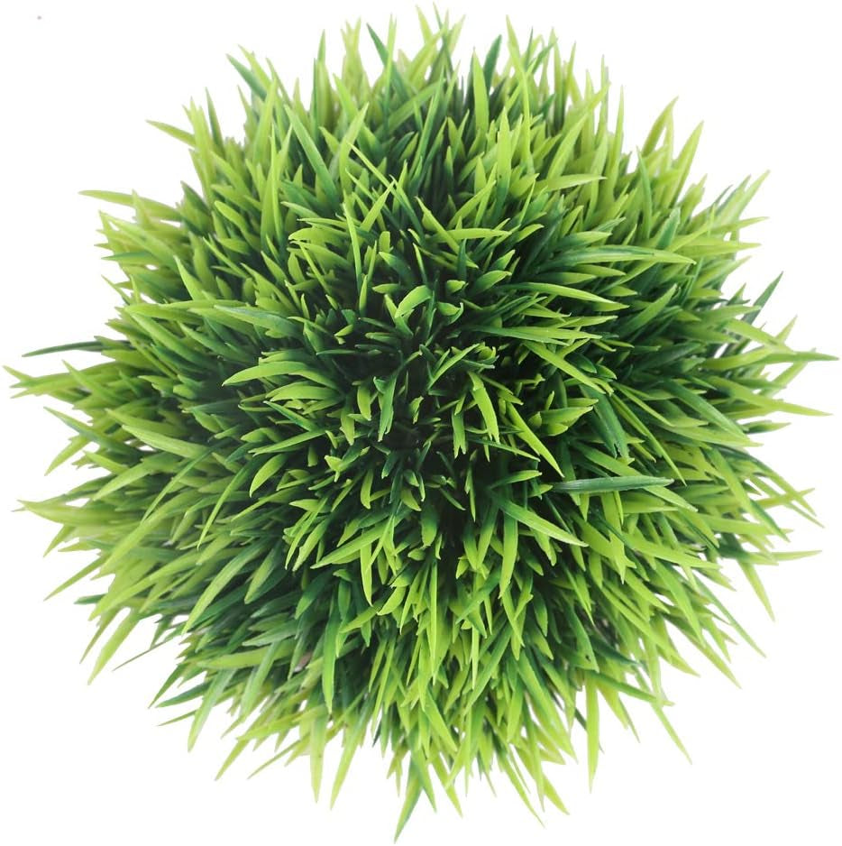 Mini Artificial Plants, Plastic Fake Green Grass Faux Greenery Topiary Shrubs with Grey Pots for Bathroom Home Office Décor, House Decorations (1)