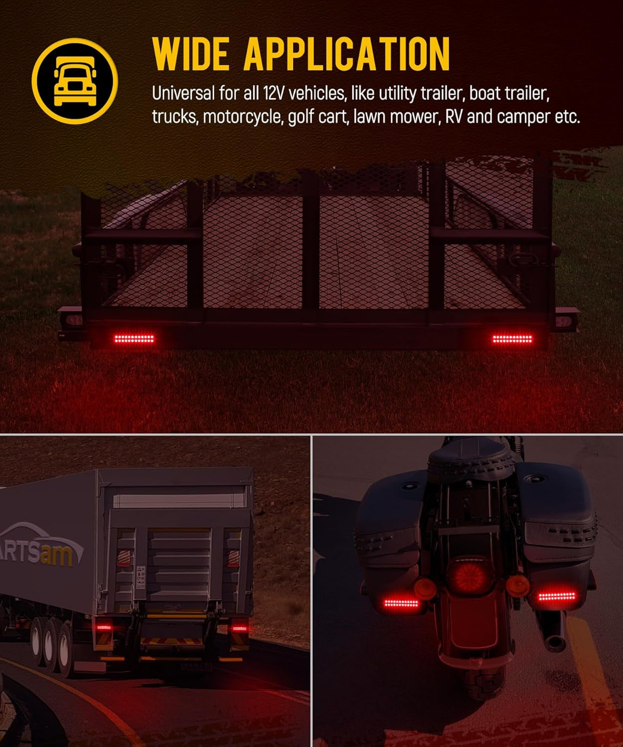 2Pcs 7.5 Inch Aluminum Housing Red 24Leds Trailer Stop Brake Turn Signal Tail Light, Surface Mount Marker Lights of Trailer Truck Tractor RV Pickup Golf Cart Motorcycle, IP67 Waterproof TRUCK DRIVER