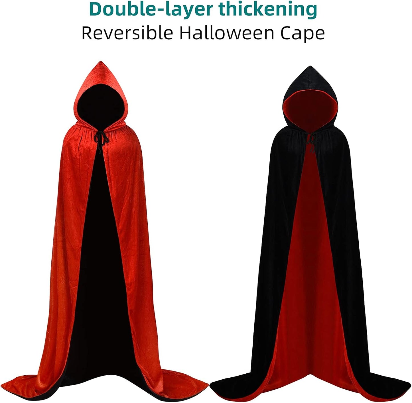 Hooded Cloak Velvet Robe Cape for Halloween Cosplay Costumes, Unisex