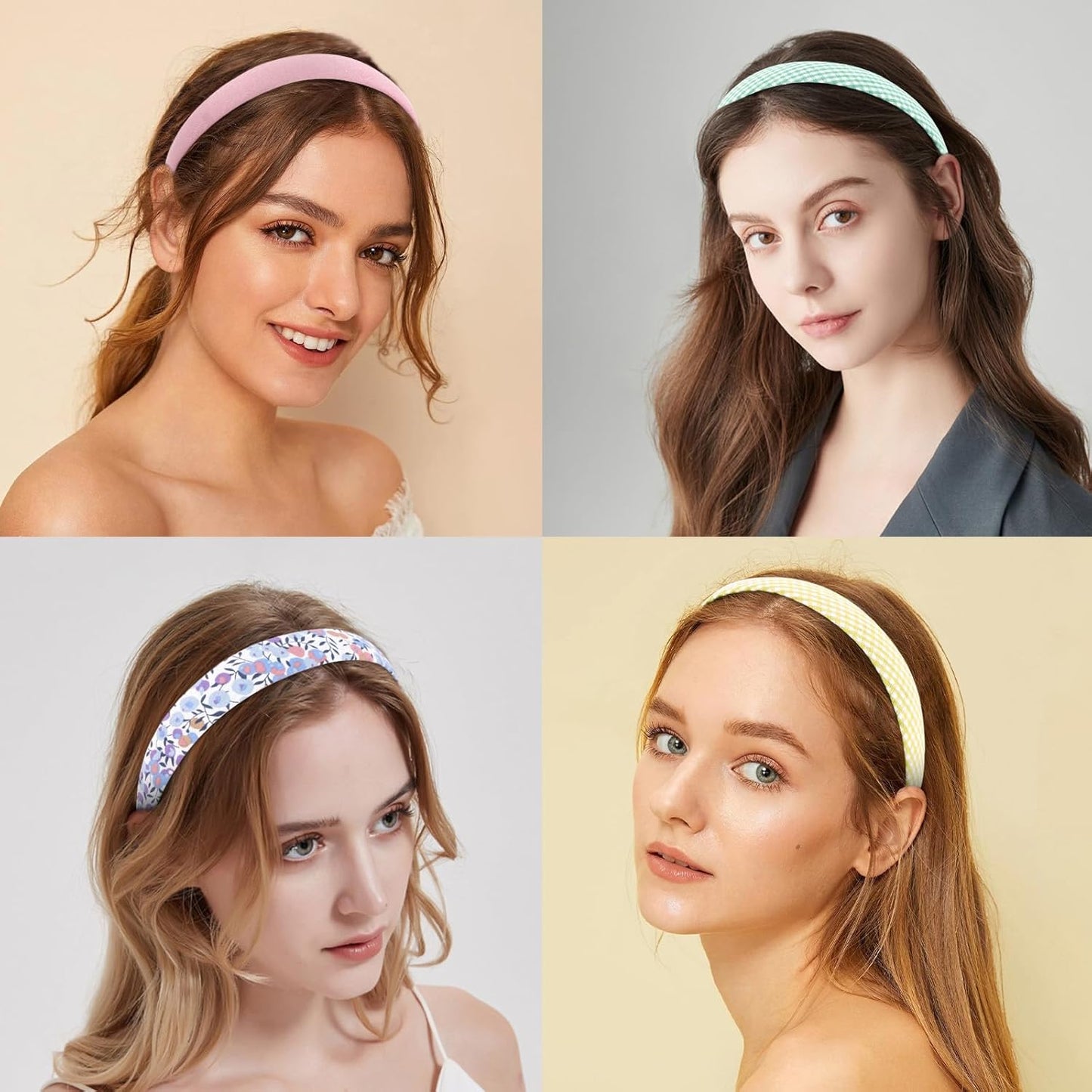 12Pcs Headbands for Women Girls Summer Flower Floral Plain Checked Plaid Printed Headbands Hairbands Y2K Diy Costume Hair Accessories Women Girls Diademas Coreanas Para Mujer Gifts