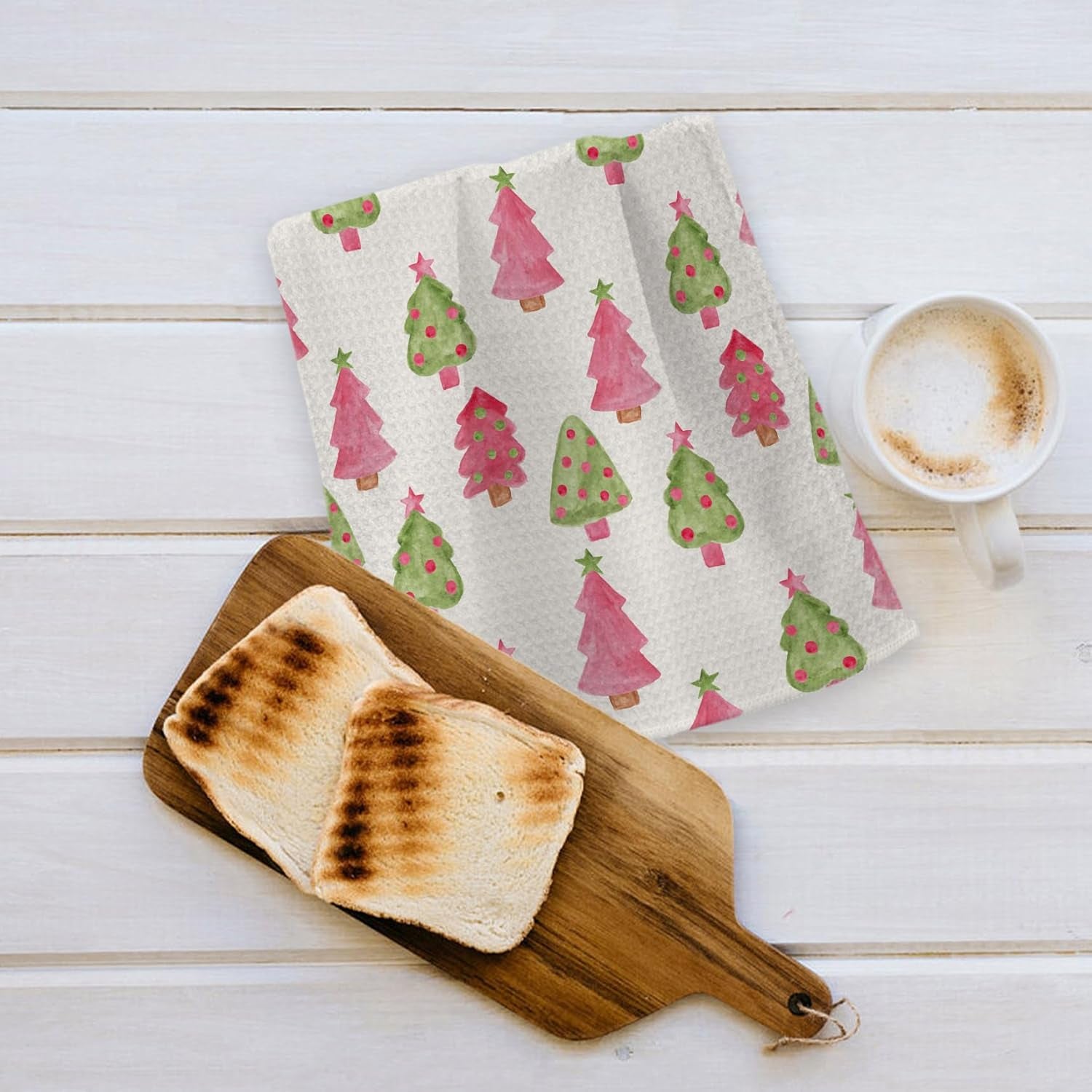 Christmas Kitchen Towels, Pink Christmas Tree Holiday Decorative Kitchen Towels, Winter Decorations for Home, Christmas Dish Tea Hand Towels for Kitchen Bathroom Decorative 16X24 Inch