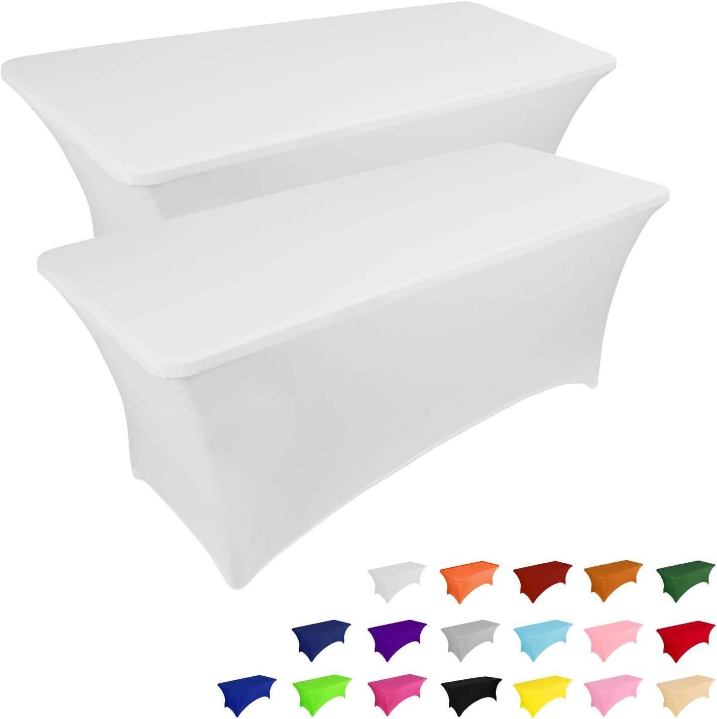 2 Pack 6FT Table Cloth for Rectangular Fitted Events Stretch Black Table Covers Washable Table Cover Spandex Tablecloth Table Protector for Party, Wedding, Cocktail, Banquet, Festival