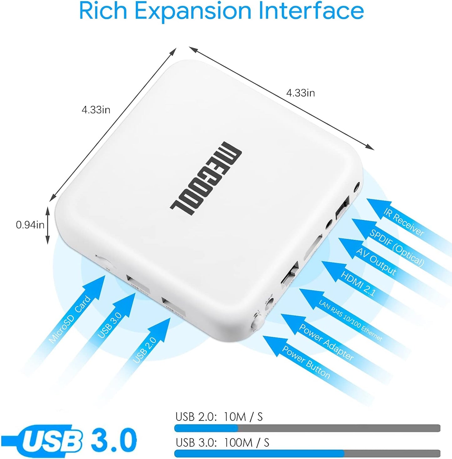 Android 10.0 TV Box, KM2 Smart TV Box Netflix Google Certified USB 3.0 Ultra 4K HDR 2GB 8GB Support 2.4G 5.0G Wifi BT 4.2 with Amlogic S905X2 Google Assistant Dolby Audio