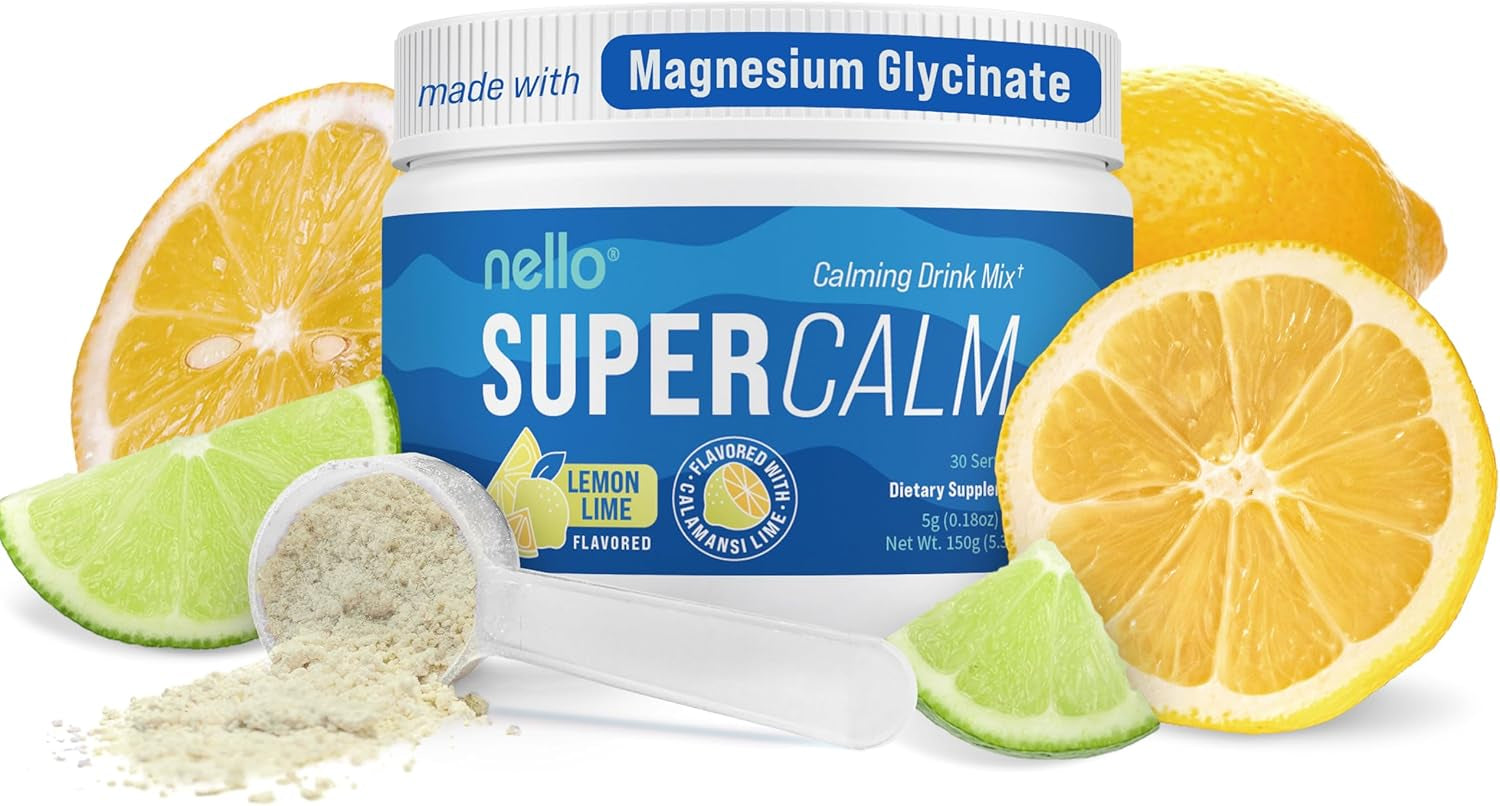 Supercalm Drink Mix - Ashwagandha KSM 66, Magnesium Glycinate, L-Theanine, Vitamin D3 - Ashwagandha Root Extract, Magnesium & L-Theanine Supplement - Focus & Support (30 Servings) TLBH
