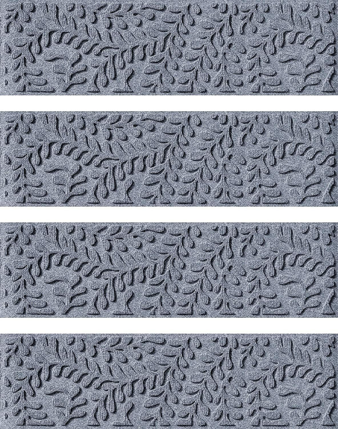 Waterhog Stair Treads, Set of 4, 8-1/2 X 30 Inches, Made in USA, Durable and Decorative Floor Covering, Indoor/Outdoor, Water-Trapping, Boxwood Collection, Bluestone