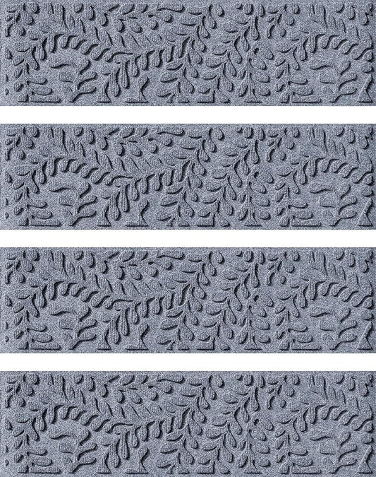 Waterhog Stair Treads, Set of 4, 8-1/2 X 30 Inches, Made in USA, Durable and Decorative Floor Covering, Indoor/Outdoor, Water-Trapping, Boxwood Collection, Bluestone