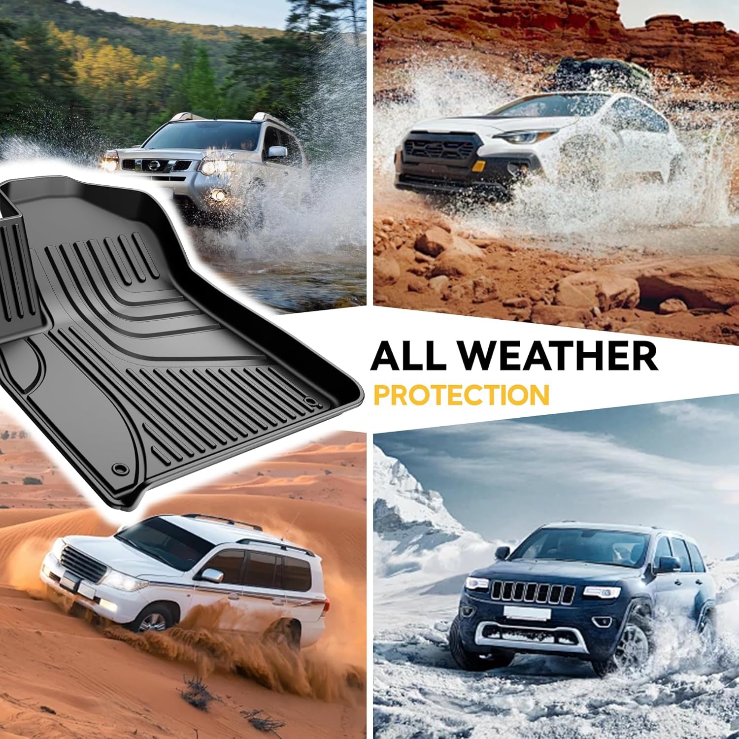 2025 Q7 Floor Mats: All Weather Floor Mats Custom Fit for 2017-2025 Audi Q7/Q8 1St and 2Nd Row All Weather TPE Floor Liner