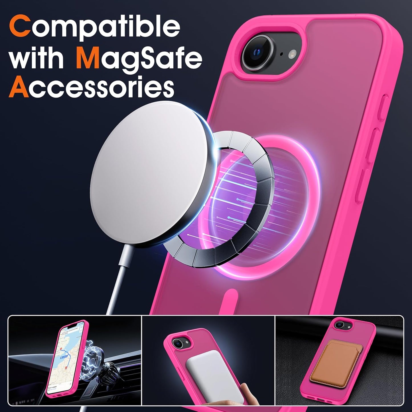 Magnetic for Iphone 16E Case [Fit for Magsafe Accessories][Anti-Fingerprint][Anti-Scratch][Military-Grade Drop Protection] Translucent Matte Back Slim Shockproof Phone Case for Iphone 16E 6.1"