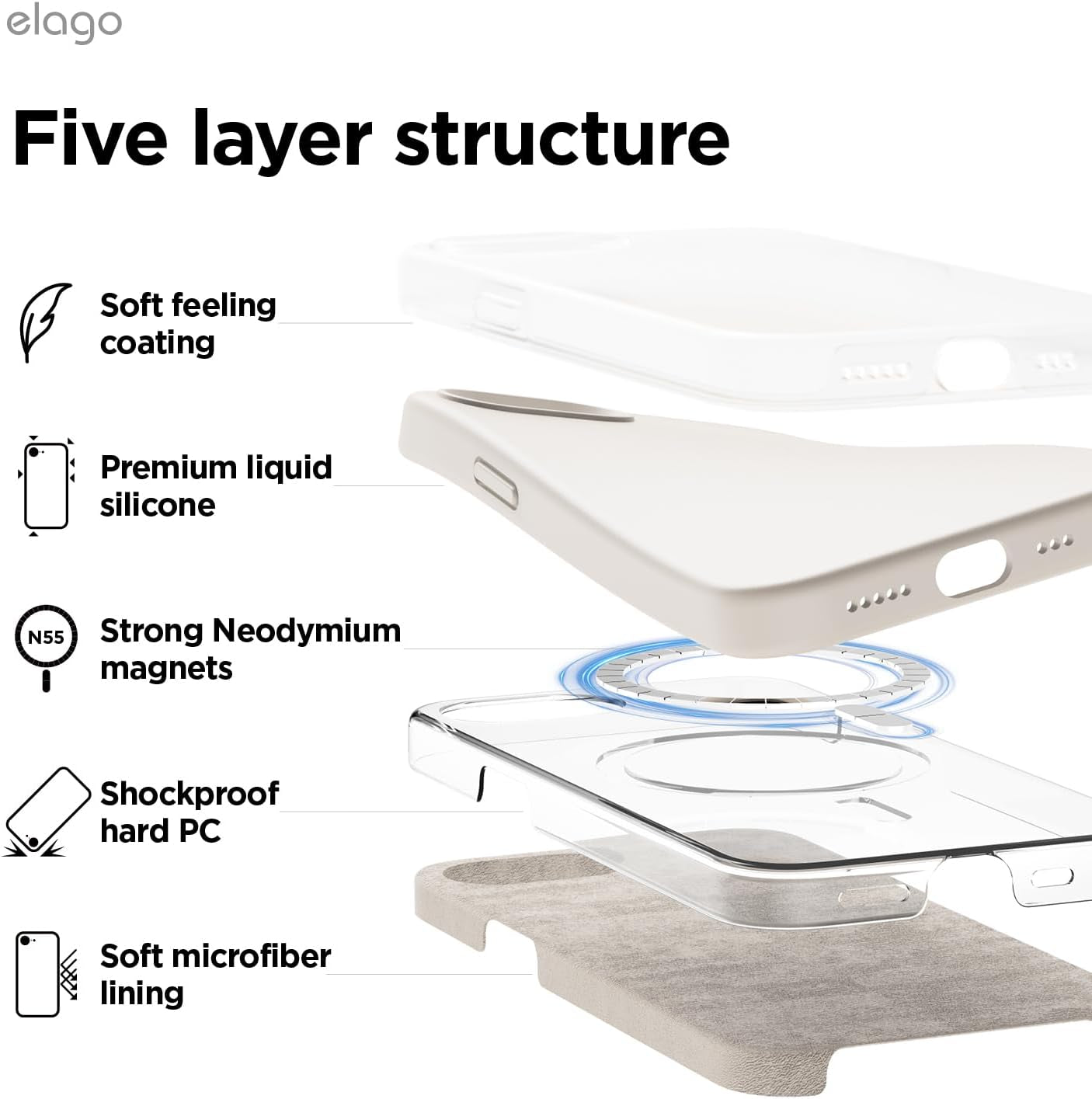 Magnetic Silicone Case Compatible with Iphone 16E Case Compatible with All Magsafe Accessories - Built-In Magnets, Soft Grip Silicone, Shockproof (Stone)