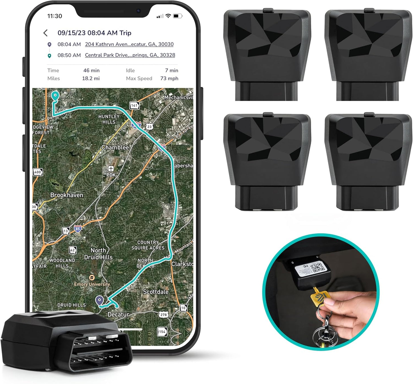 Business Fleet, GPS Tracker for Vehicles, 4G LTE & 5G, Real-Time GPS Tracking, 14-Day Free Trial, Simple Activation, Simple Plug-In Car GPS Tracker (Pack of 4) TRUCK DRIVER