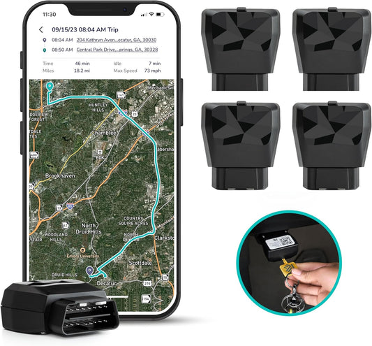 Business Fleet, GPS Tracker for Vehicles, 4G LTE & 5G, Real-Time GPS Tracking, 14-Day Free Trial, Simple Activation, Simple Plug-In Car GPS Tracker (Pack of 4) TRUCK DRIVER