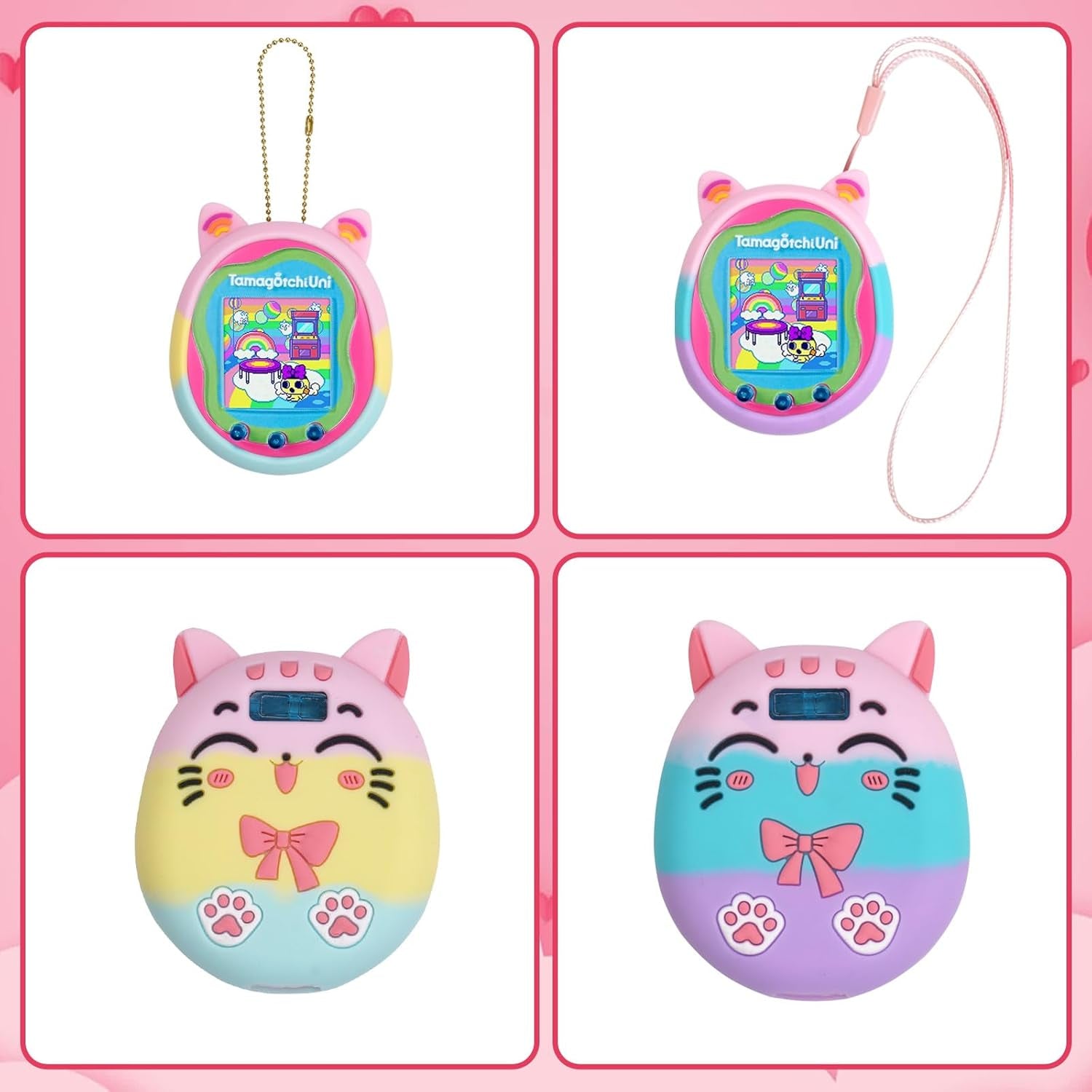 Silicone Case for Tamagotchi Uni Virtual Pet Machine, Screen Protector Compatible with Tamagotchi Uni Watch Digital Pet (Silicone Case and Screen Film) (Macarons) ZOUSA