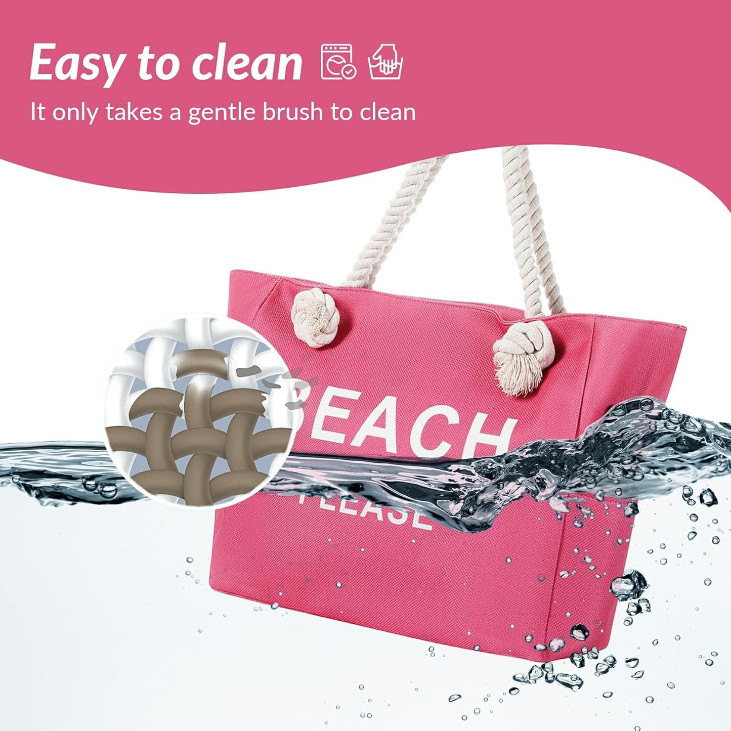 Large Canvas Beach Tote Bag with Zipper Women Swim, Travel, Shopping, Gym and Beach Holiday Cruise Essentials