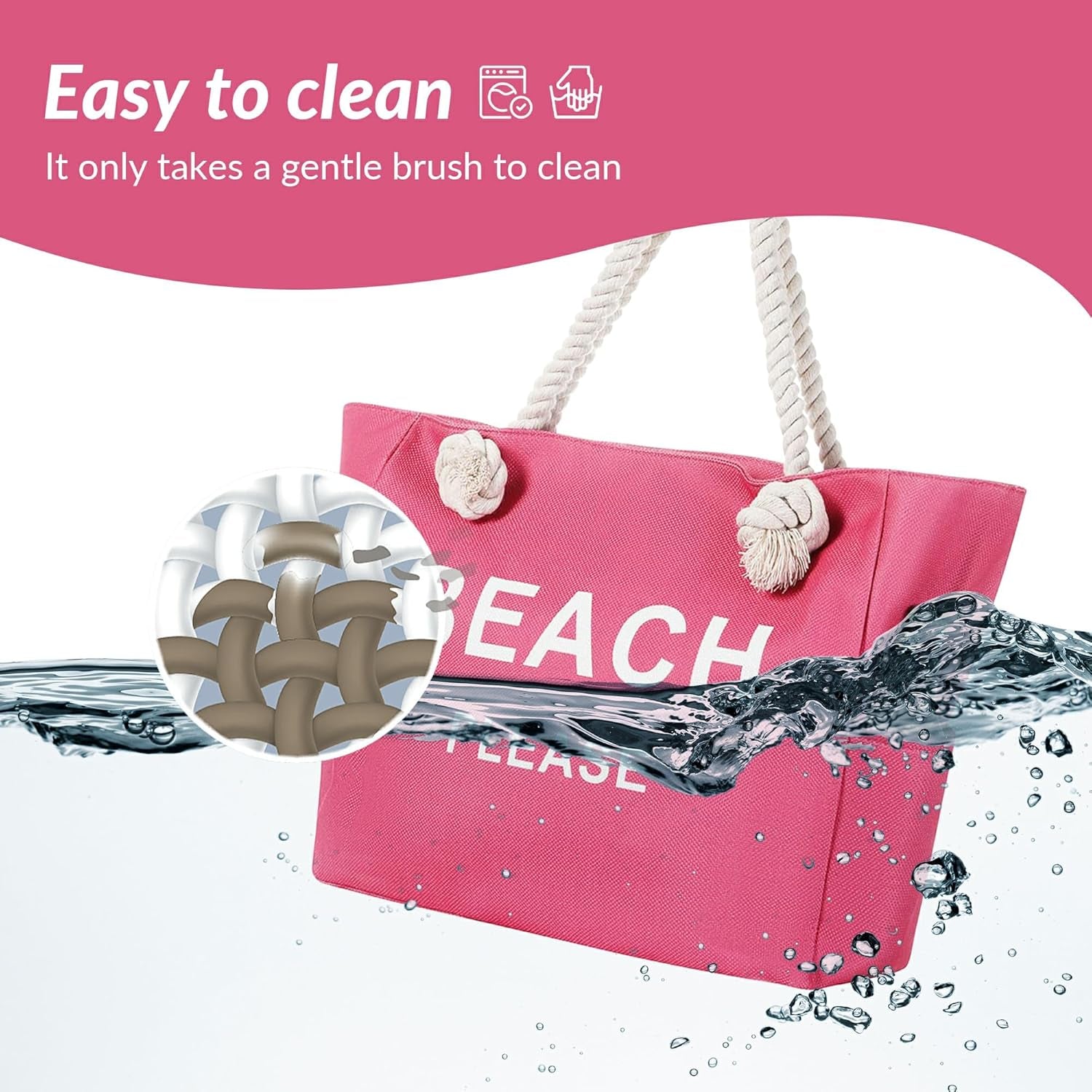 Large Canvas Beach Tote Bag with Zipper Women Swim, Travel, Shopping, Gym and Beach Holiday Cruise Essentials