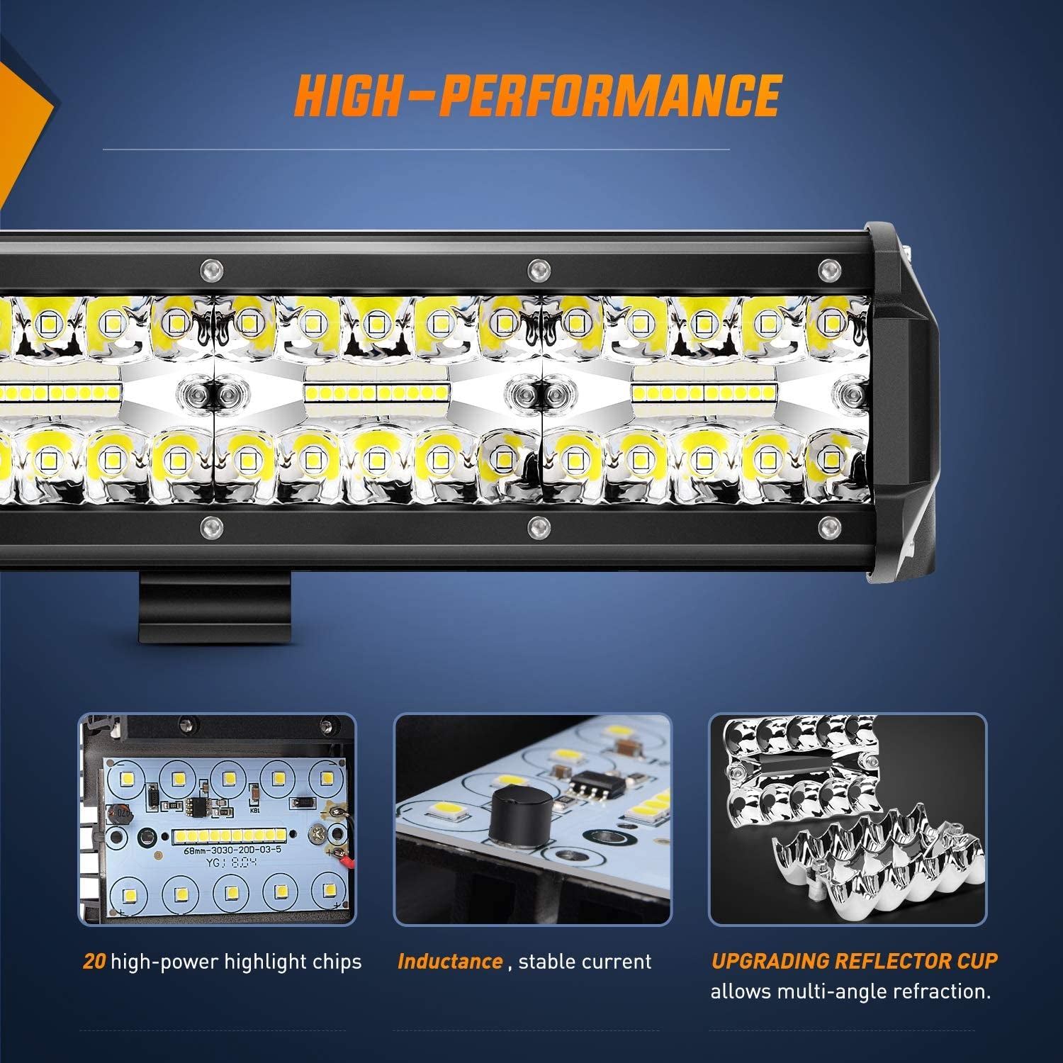 20Inch 420W Triple Row Spot Flood Combo Led Light Bar Work Driving Lamp 2Pcs 4Inch 60W Cube LED Pods Lights for Trucks with Off-Road Wiring Harness Kit-3 Leads