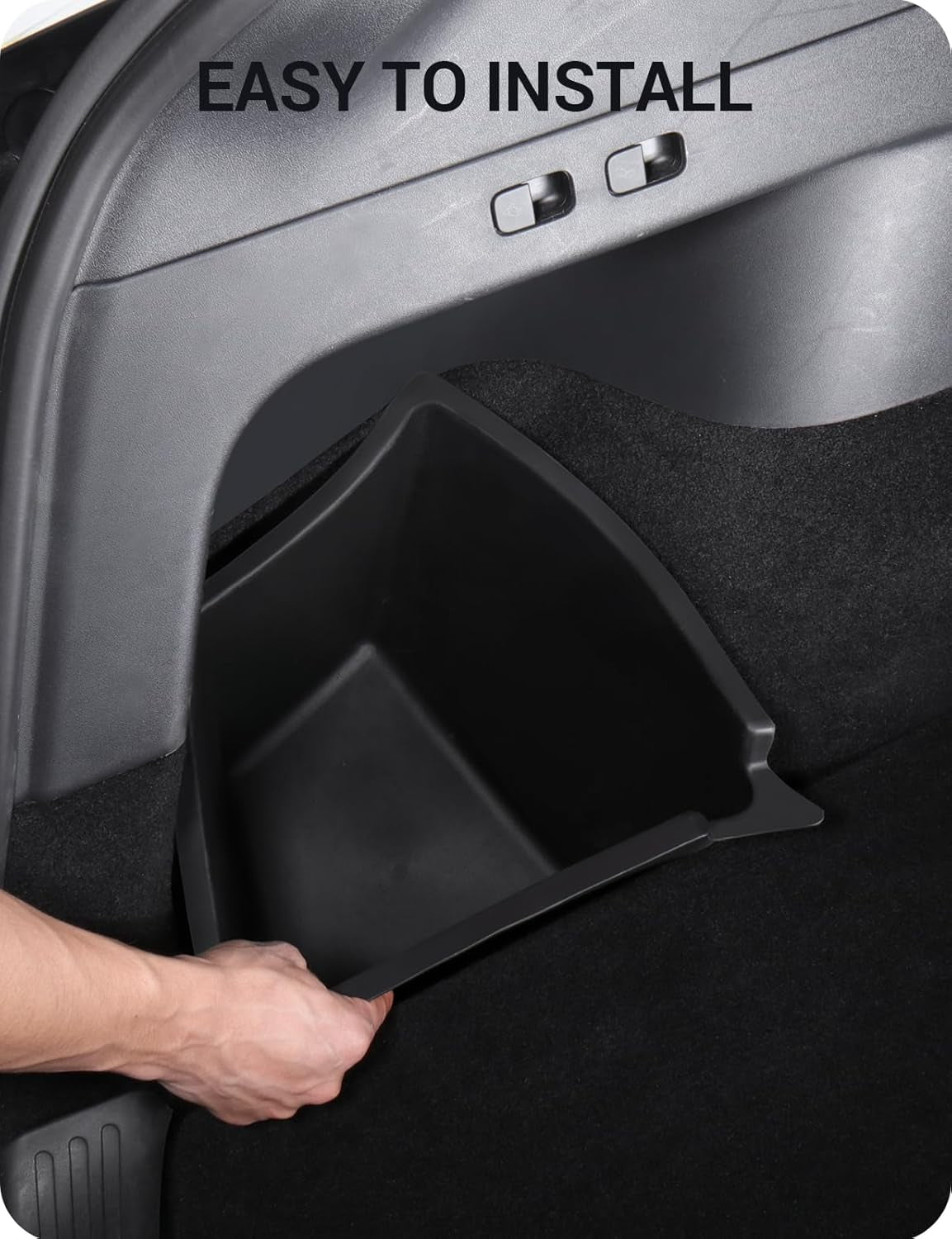 2022-2024 Tesla Model Y Trunk Organizer Waterproof Rear Trunk Storage Bins Side Box with Carpeted Lip Interior Accessories Set of 2 for Model Y 5-Seater (Newest Version)