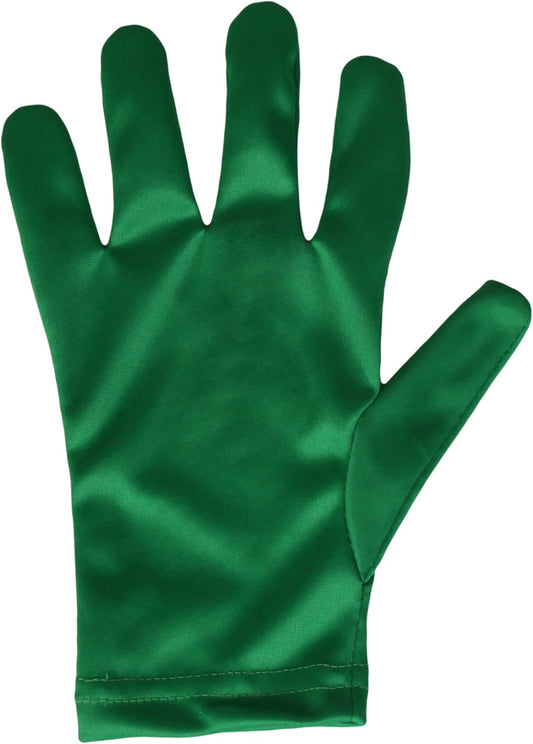 Green Costume Gloves for Kids Dark Green Stretch Gloves