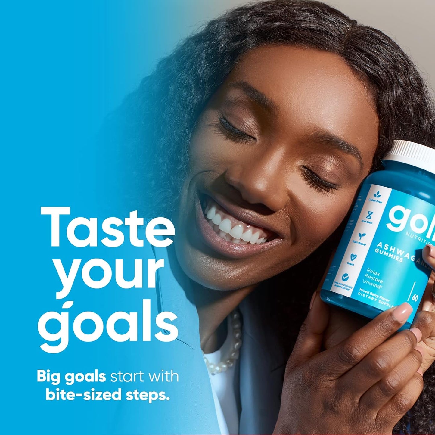 Ashwagandha & Vitamin D Gummy - 60 Count - Mixed Berry, KSM-66, Vegan, Plant Based, Non-Gmo, Gluten-Free & Gelatin Free Relax. Restore. Unwind, Pack of 1 TLBH