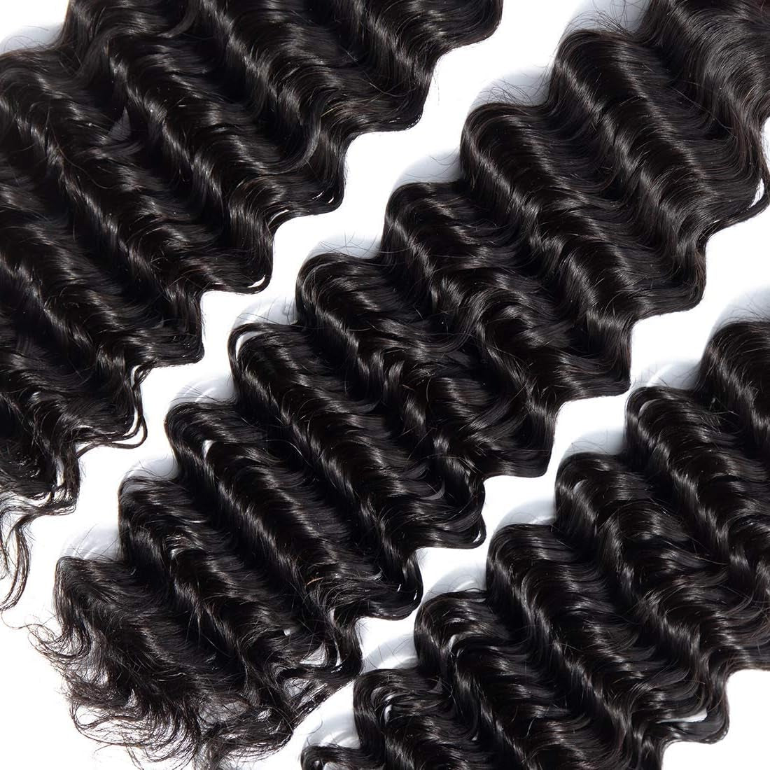 12A Deep Wave Bundles Human Hair 20 22 24Inch Brazilian Deep Wave Curly 3 Bundles Human Hair Bundles 100% Unprocessed Virgin Wet and Wavy Bundles Double Weft Deep Wave Hair Bundles Natural Black