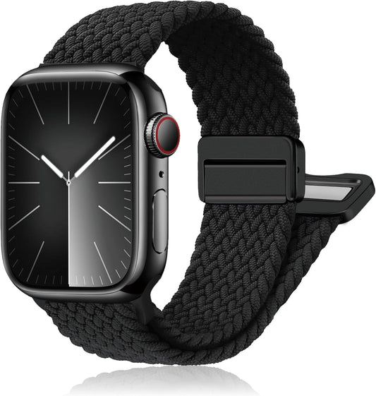 Magnetic Braided Stretchy Loop - Compatible with Apple Watch Band 42Mm 46Mm 40Mm 41Mm 44Mm 45Mm 38Mm Ultra/2 49Mm Women Men,Elastic Woven Fabric Nylon Strap for Iwatch Ultra Series 10 9 8 7 6 5 4 3 SE