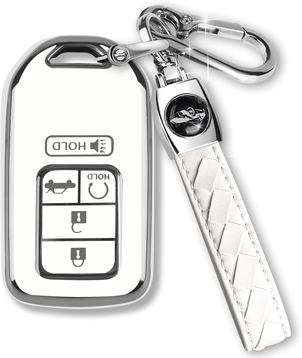 For Honda Key Fob Cover with Keychain, Car Key Case Shell Protector for Honda Accord | Civic | Pilot | CRV Passport Insight EX Fit Odyssey | 2015-2021 | 5 Buttons Smart Remote Control, Pink