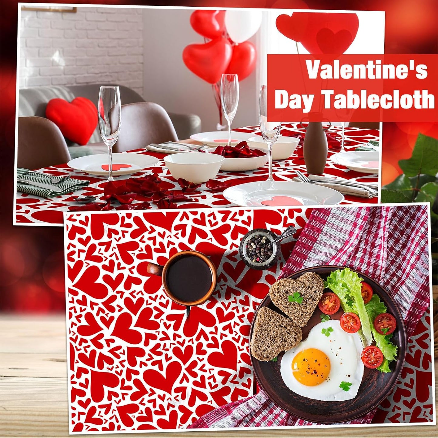 3 Pcs Valentine'S Day Table Cloth 108 X 54 Inch St. Patrick'S Day Disposable Table Cover Easter Rectangle Tablecloth Plastic Waterproof Heart Egg Shamrock Print for Anniversary Party