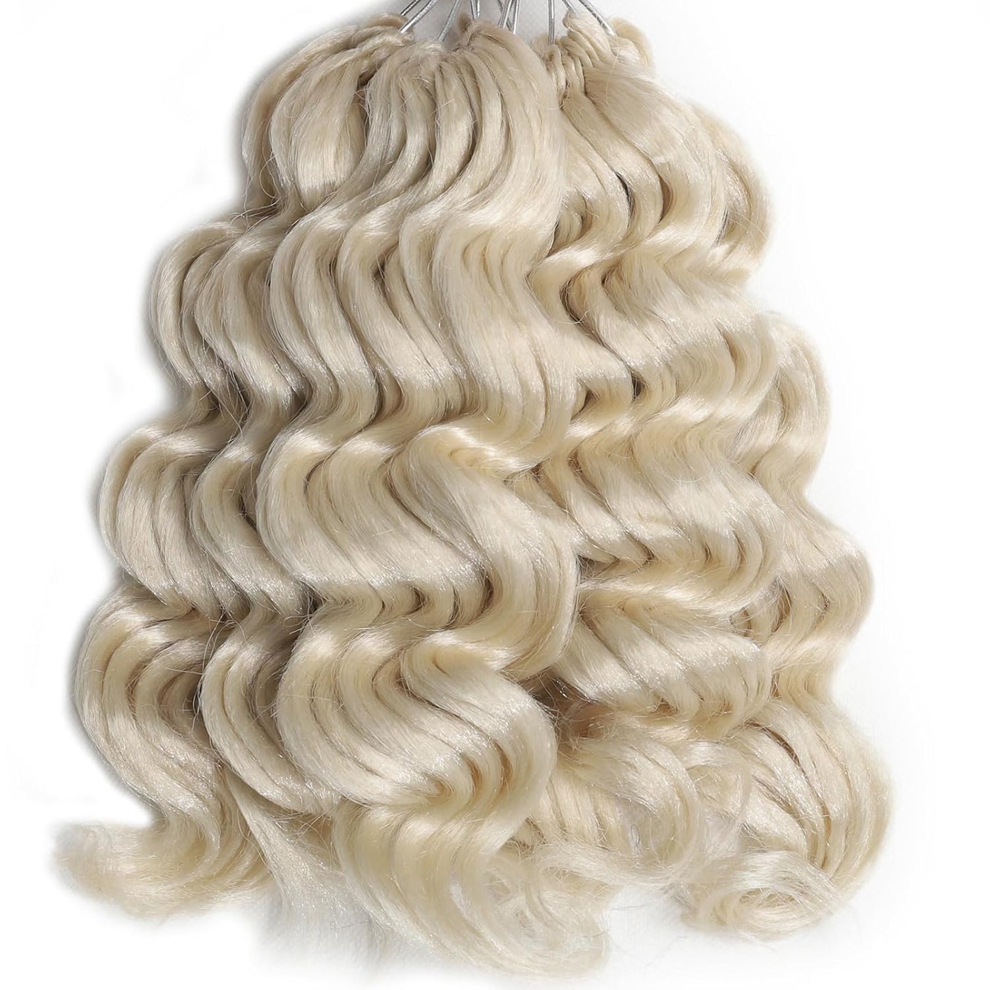 9 Inch Ocean Wave Crochet Hair Blonde 7 Packs Deep Wave Crochet Braids 126 Strands Wavy Curly Braiding Hair Pre Looped Crochet Hair Extensions for Women