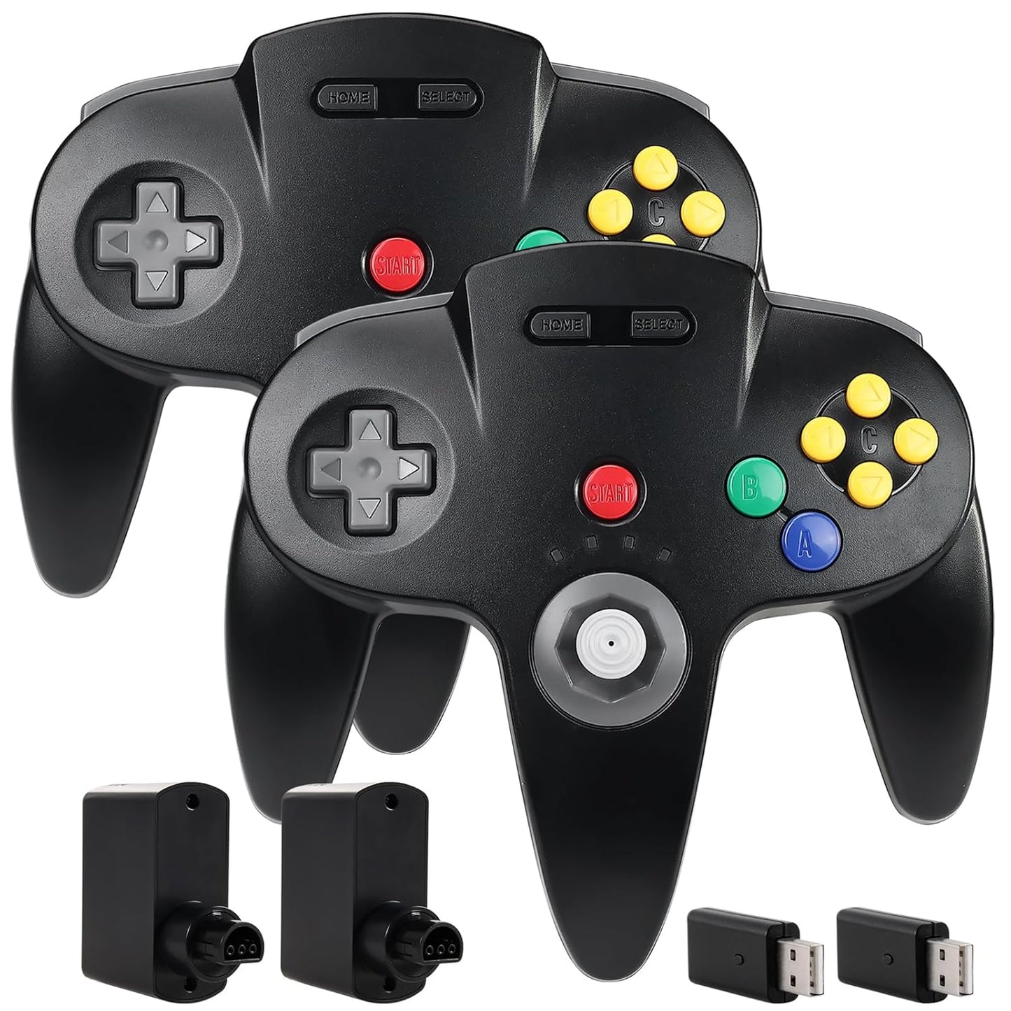 2.4 Ghz Wireless N64 Switch Online Controller, USB Receiver & N64 Receiver, Compatible with Windows PC Ios Mac Raspberry Pi, N64 / Switch Online/Nso - (Rechargeable) (Plug and Play) (2 Pack)
