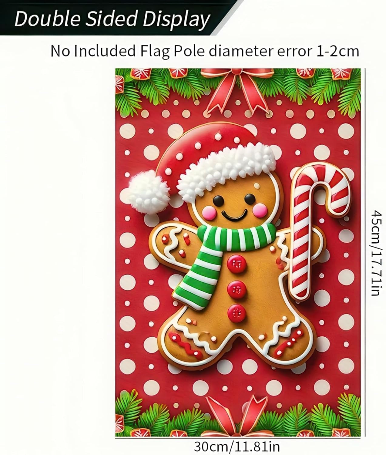 Christmas Garden Flag Gingerbread Man Flag Holiday Yard Banner Christmas Decoration Polyester 12 X 18 Inch Double Sided Small Winter Yard Flag for Outdoor Farmhouse Decoration