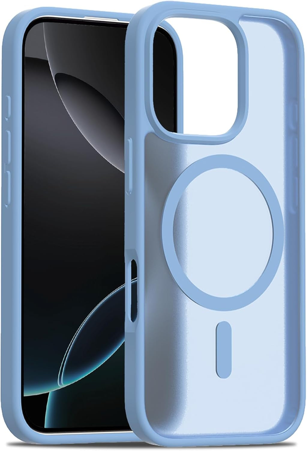 2025 New Magnetic for Iphone 16E Case,Compatible with Magsafe,Military Grade Drop Tested, Shockproof Matte Translucent Hard Back Slim Protective Case.Black Magnetic Circle.