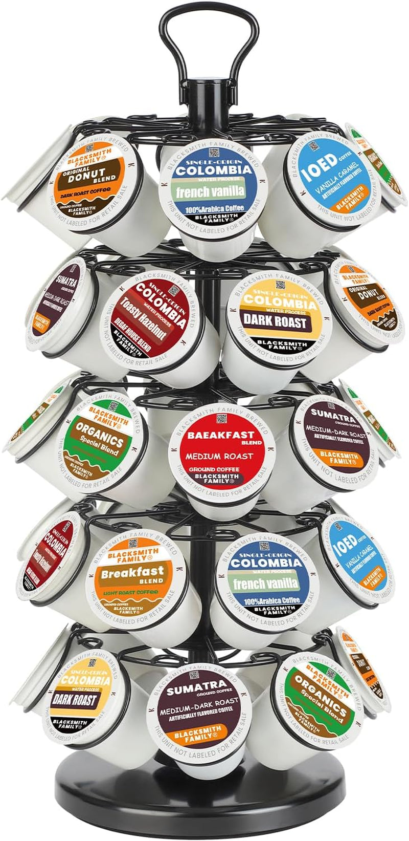 K Cup Holders,K Cup Holder, K Cups Holder,K Cup Carousel, Coffee Pods Holder Storage Organizer Stand (Black, 40 Pods Capacity K/D Design)