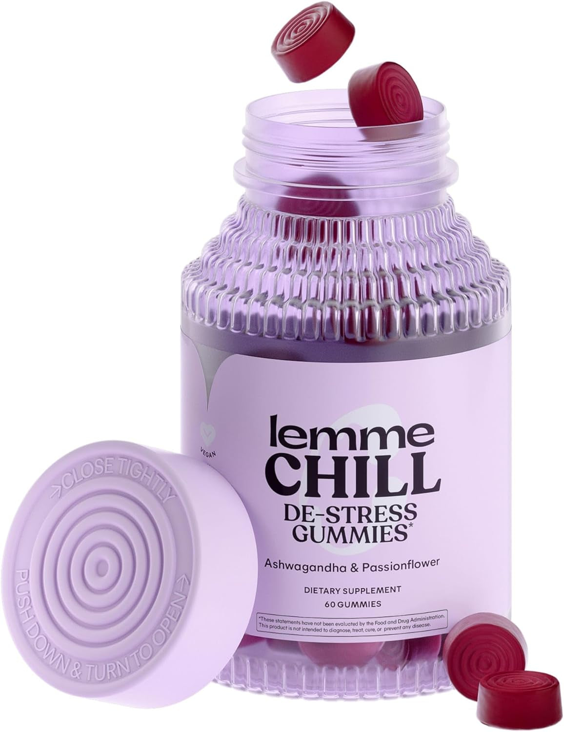 Chill Stress Relief Gummies with 300Mg KSM-66 Ashwagandha, Lemon Balm, Passionflower & Goji to Support Relaxation, Healthy Cortisol & Sleep - Gluten-Free, Non-Gmo, Mixed Berry (60 Count) TLBH