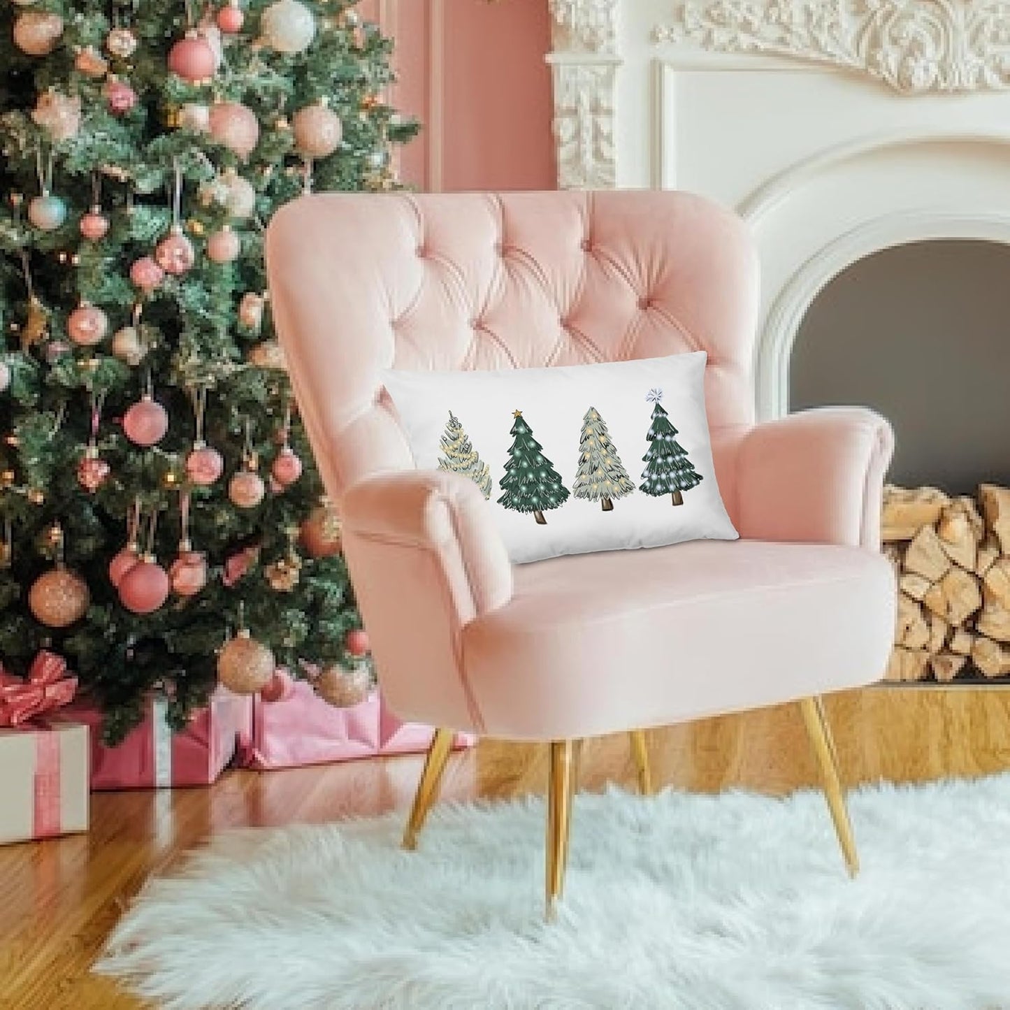 Green Christmas Decor Green Christmas Pillows Covers,Green Christmas Tree Pillow Covers 12X20,Green Christmas Decorations,Christmas Trees Xmas Pillow Cases Cushion Covers Green Christmas Pillow Covers