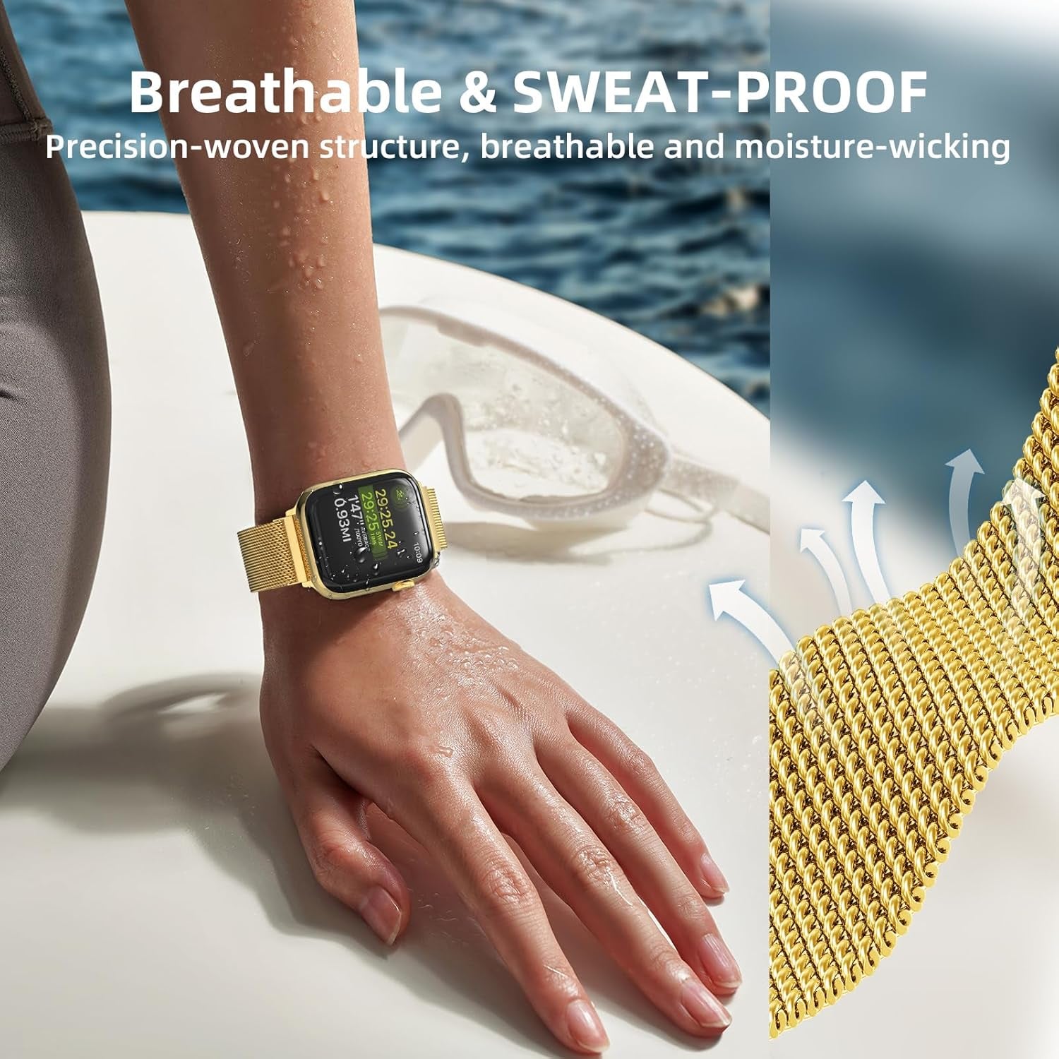 Stainless Steel Mesh Loop Compatible with Apple Watch Band 38Mm 40Mm 41Mm 42Mm 44Mm 45Mm 46Mm 49Mm Women Men, Magnetic Clasp Replacement Strap for Iwatch Series Ultra SE 10 9 8 7 6 5 4 3 2 1