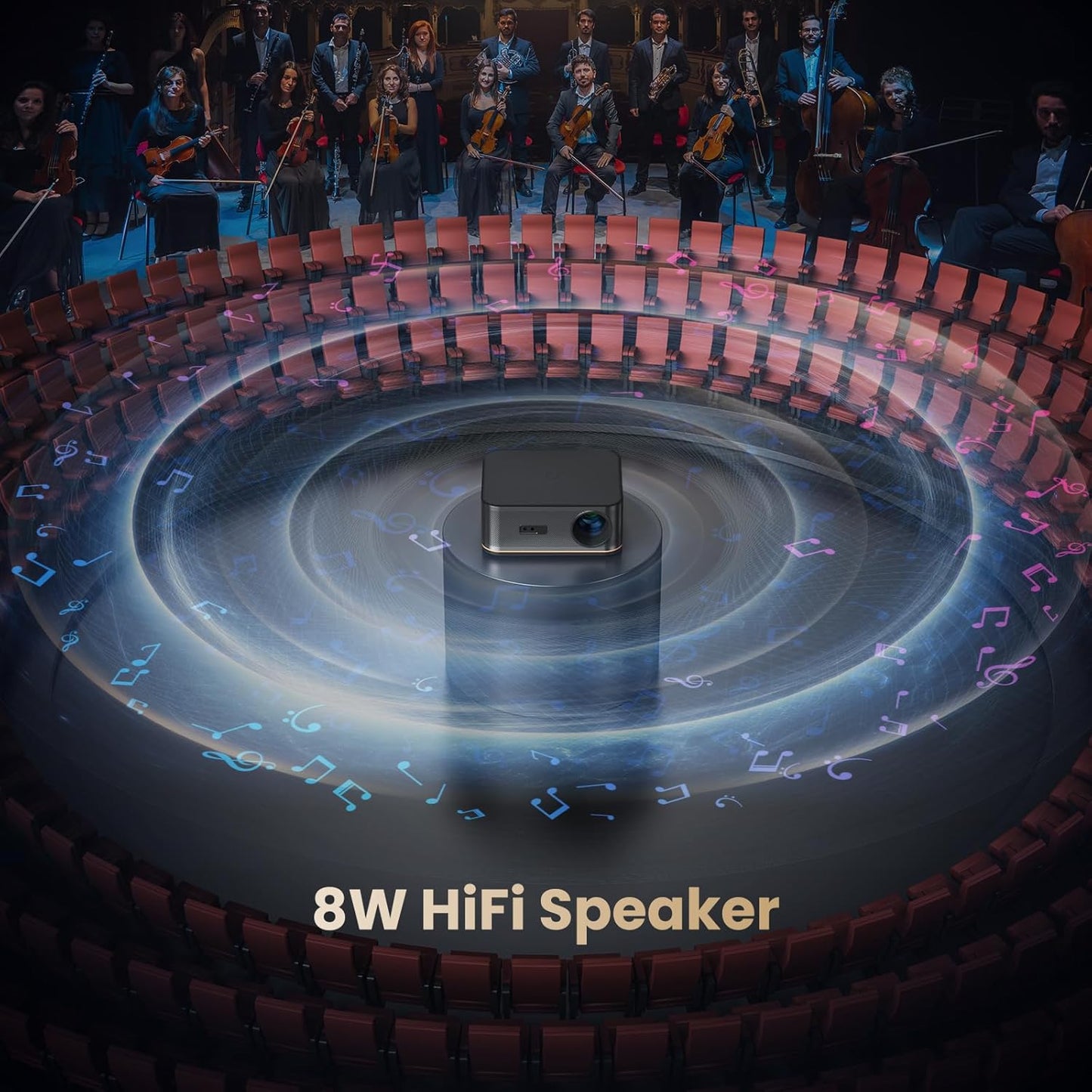 [1000 Ansi/Auto Focus] 4K Home Theater Projector with Wifi 6 and Bluetooth 5.2,  300'' Movie Projector for Indoor/Outdoor, Smart Proyector Compatible with Phone/Tv Stick/Pc/Ps5