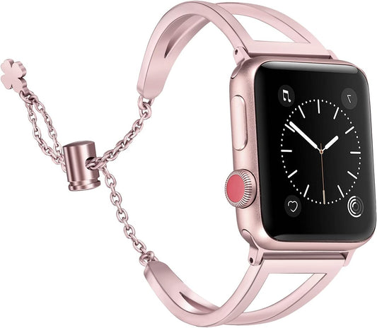Stainless Steel Bands Compatible with Apple Watch Bands 38Mm 40Mm 41Mm 42Mm 44Mm 45Mm Iwatch Series 9/8/7/6/5/4/3/2/1/SE, Dressy Metal Bangle Bracelet Women