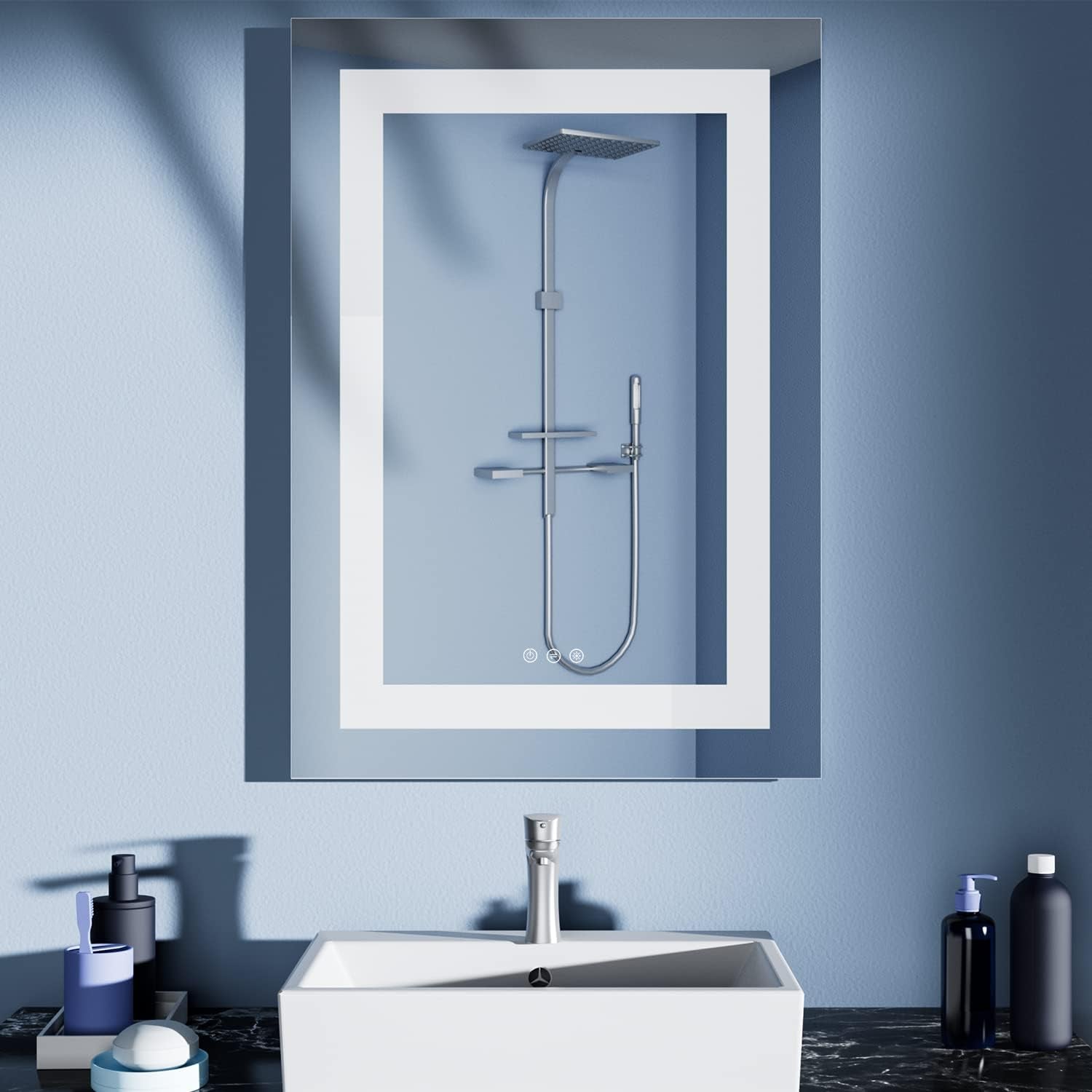 24 X 36 Inch LED Bathroom Mirror, Wall Mounted Vanity Mirror with Lights Anti-Fog, Dimmable Smart Mirror Bathroom Backlit Makeup Mirror with Touch Switch IP44 Waterproof