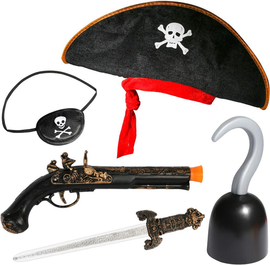 Pirate Accessories for Kids Halloween Caribbean Costume for Boys Girls Buccaneer Dress up Cosplay Stage Props Imaginative Play Toy Kit