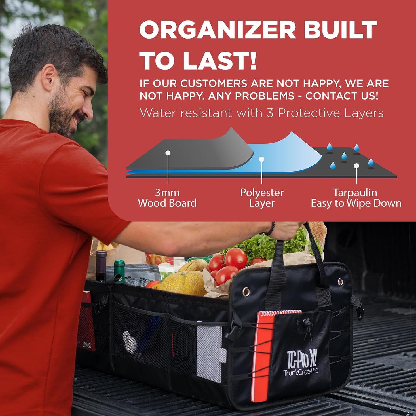Truck Bed Organizer | Trunk Organizer for SUV, Truck, Car | Extra Large Premium Expandable Compartments Lightweight Foldable Cargo Organizer, | Suv and Truck Organizer for Heavy Loads
