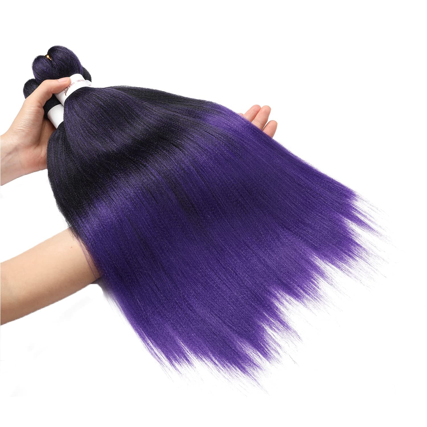 Pre Stretched Braiding Hair, 24 Inch Kanekalon Braiding Hair, 8 Packs Soft Yaki Texture,No Itch, Hot Water Setting Synthetic Hair Extensions for Braids (24In,1B/Purple)