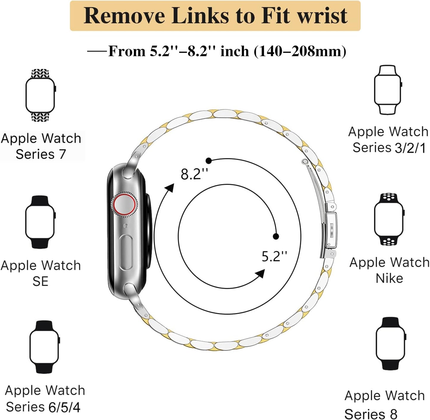 Slim Metal Band Compatible with Apple Watch Band 41Mm 40Mm 38,Mm,Dressy Stainless Steel Chain Strap for Women Iwatch Bands Series 9 8 7 6 5 4 3 2 1 Se,Silver/Gold