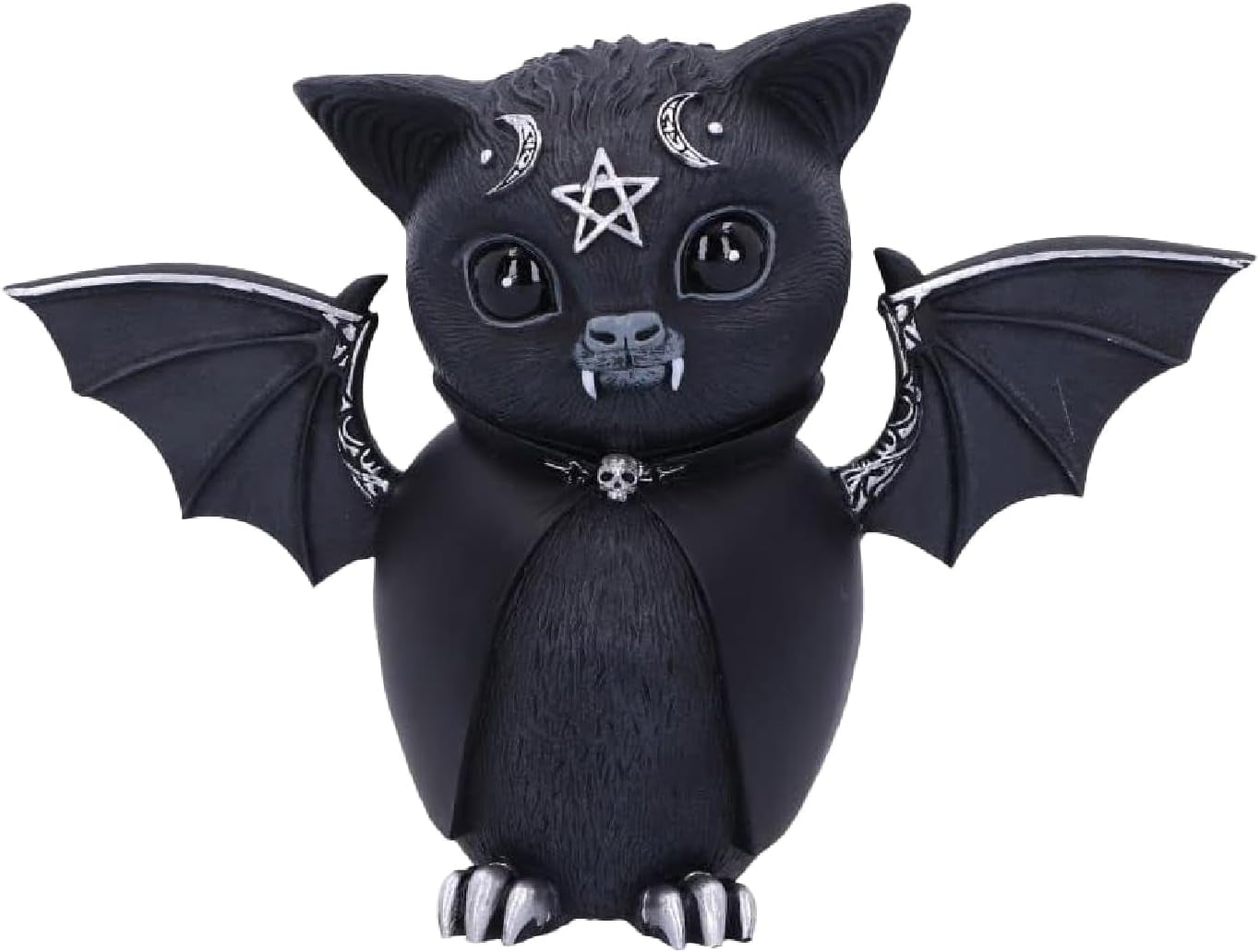 Figurine Decor, Detailed Hand-Painted Polyresin, Black - Beelzebat Gothic Satanic Bat