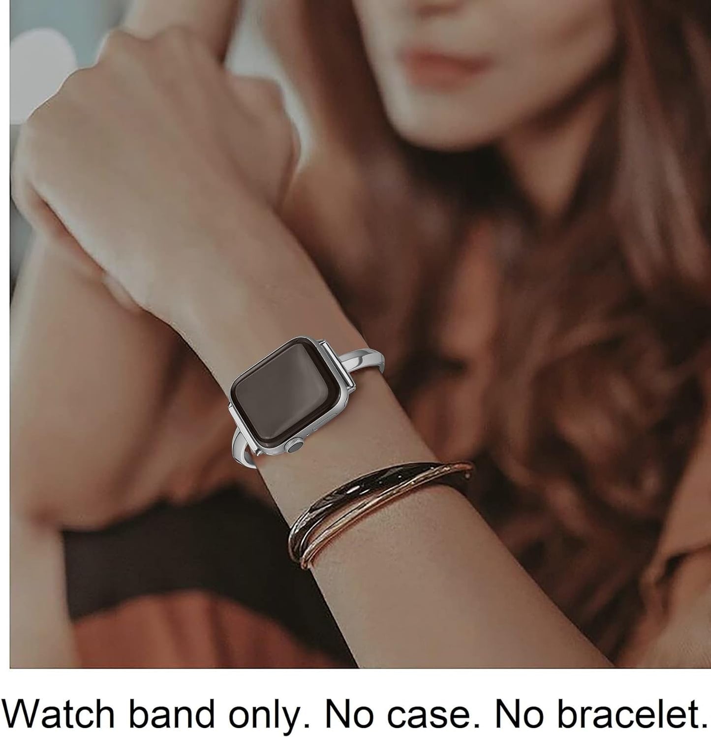 Stainless Steel Band Compatible with Apple Watch Band 38Mm 40Mm 41Mm 42Mm 44Mm 45Mm Iwatch SE Series 9 8 7 6 5 4 3 2 1, Slim Versatile Bangle Bracelet for Women