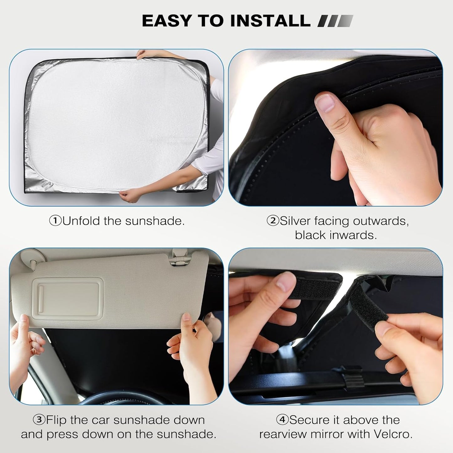 Car Windshield Sunshade Compatible for Tesla Model 3/Y Customized, Tesla Model 3/Y Accessories 2024 Foldable Front Window Sunshade, Upgraded UV Protection Fabric