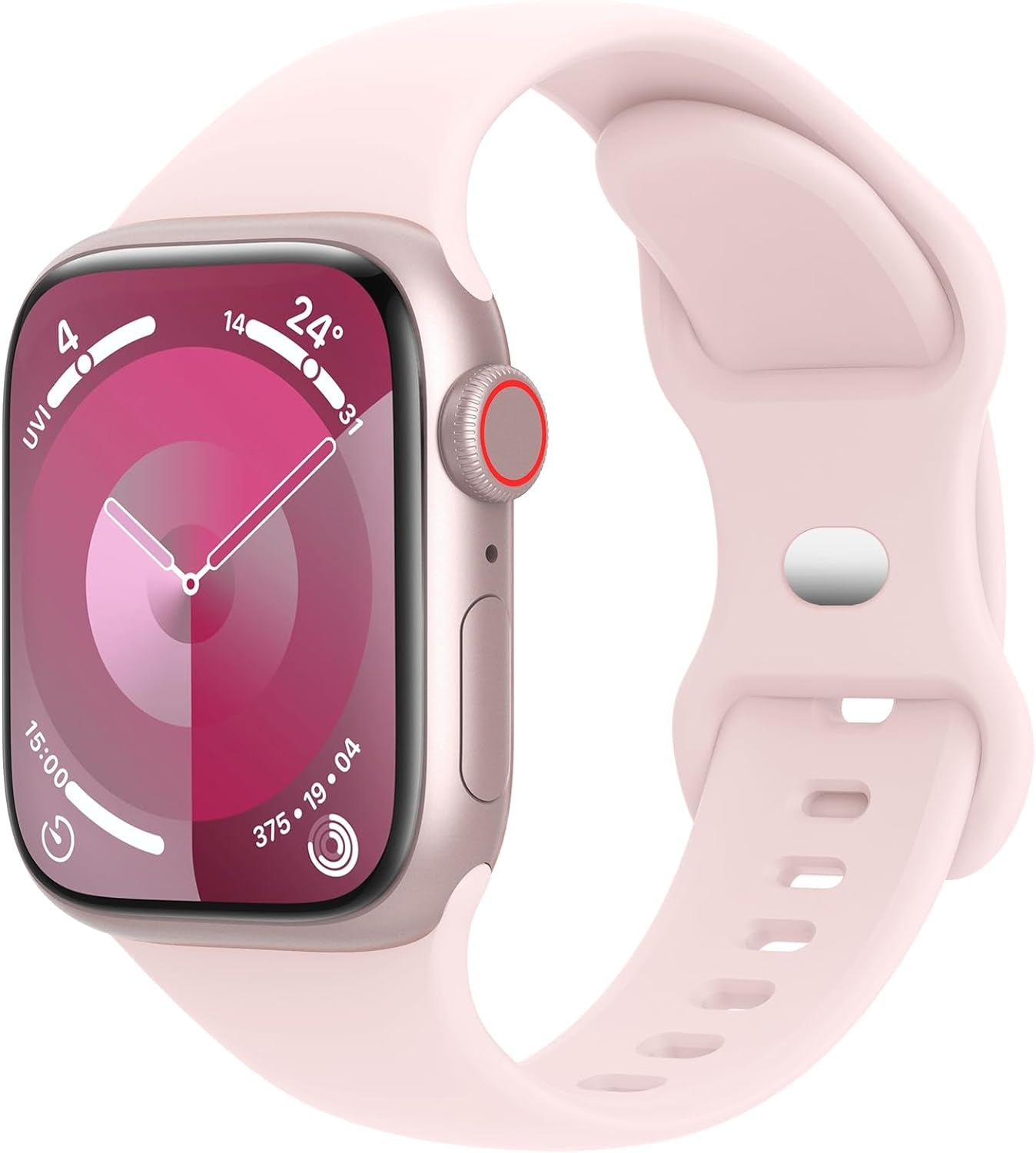 Sport Bands Compatible with Apple Watch Band 38Mm 40Mm 41Mm 42Mm 44Mm 45Mm 49Mm Women Men,Soft Silicone Strap for Iwatch Series Ultra 9 8 7 6 5 4 3 2 1 SE Pink Sand